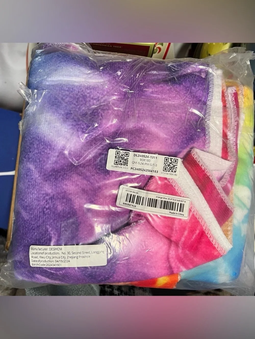 Tie Dye Heart Polyester Beach Towel